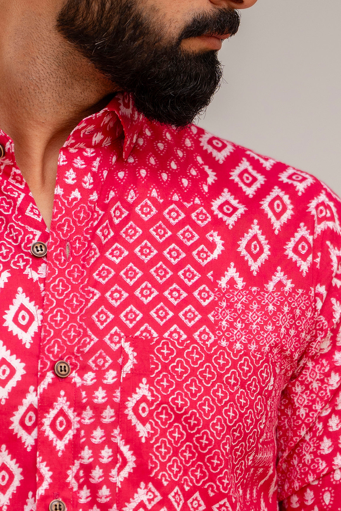 Pink Elegance Patchwork Cotton Shirt - Hukum Jaipur