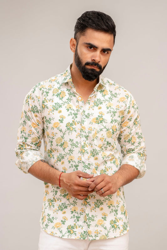 White Harmony Floral Cotton Shirt - Me&My