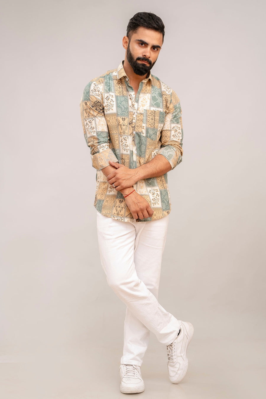 Multicolor Patchwork Print Cotton Shirt — image 2
