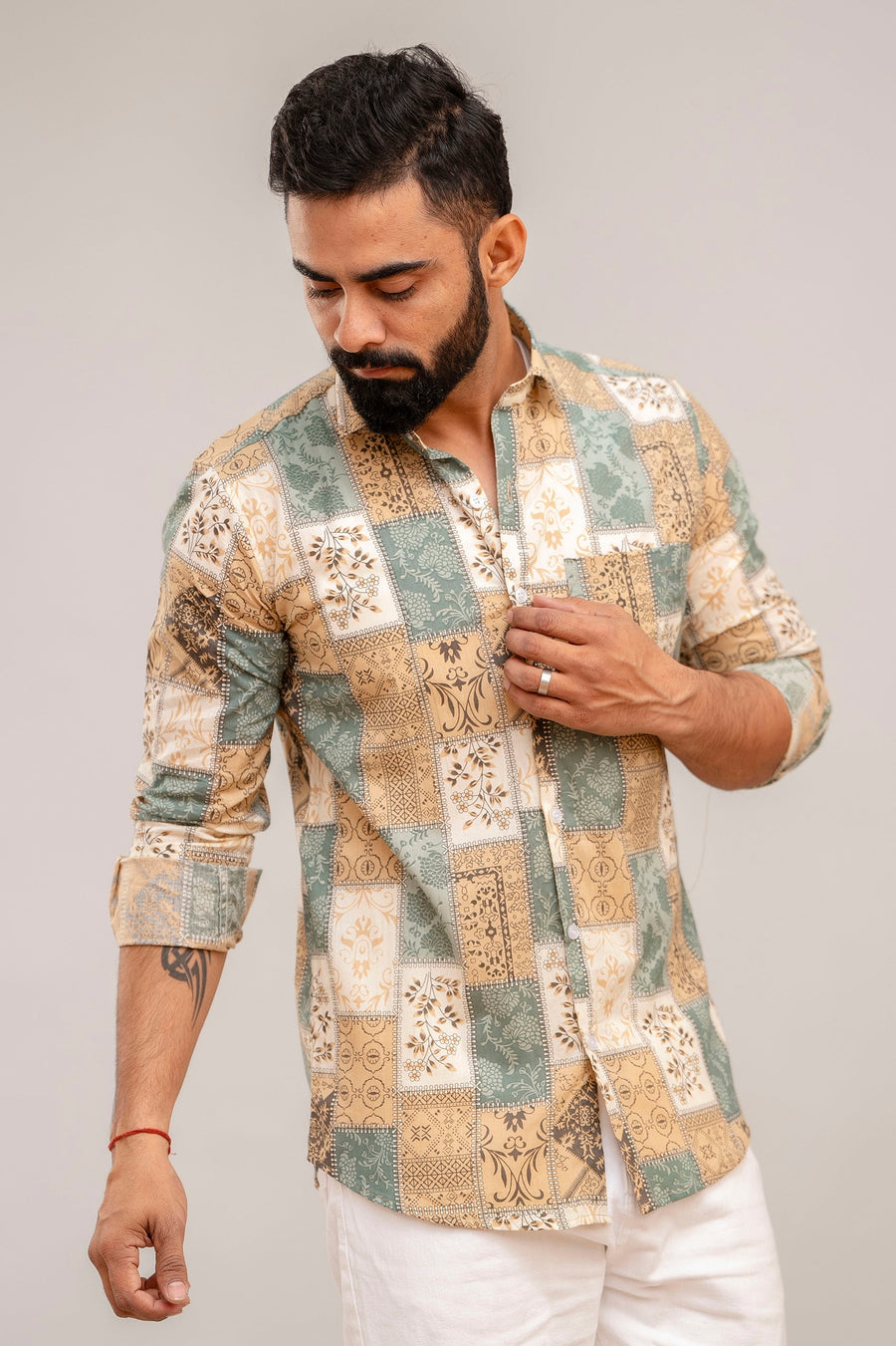 Multicolor Patchwork Print Cotton Shirt — image 4