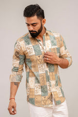 Multicolor Patchwork Print Cotton Shirt - Hukum Jaipur