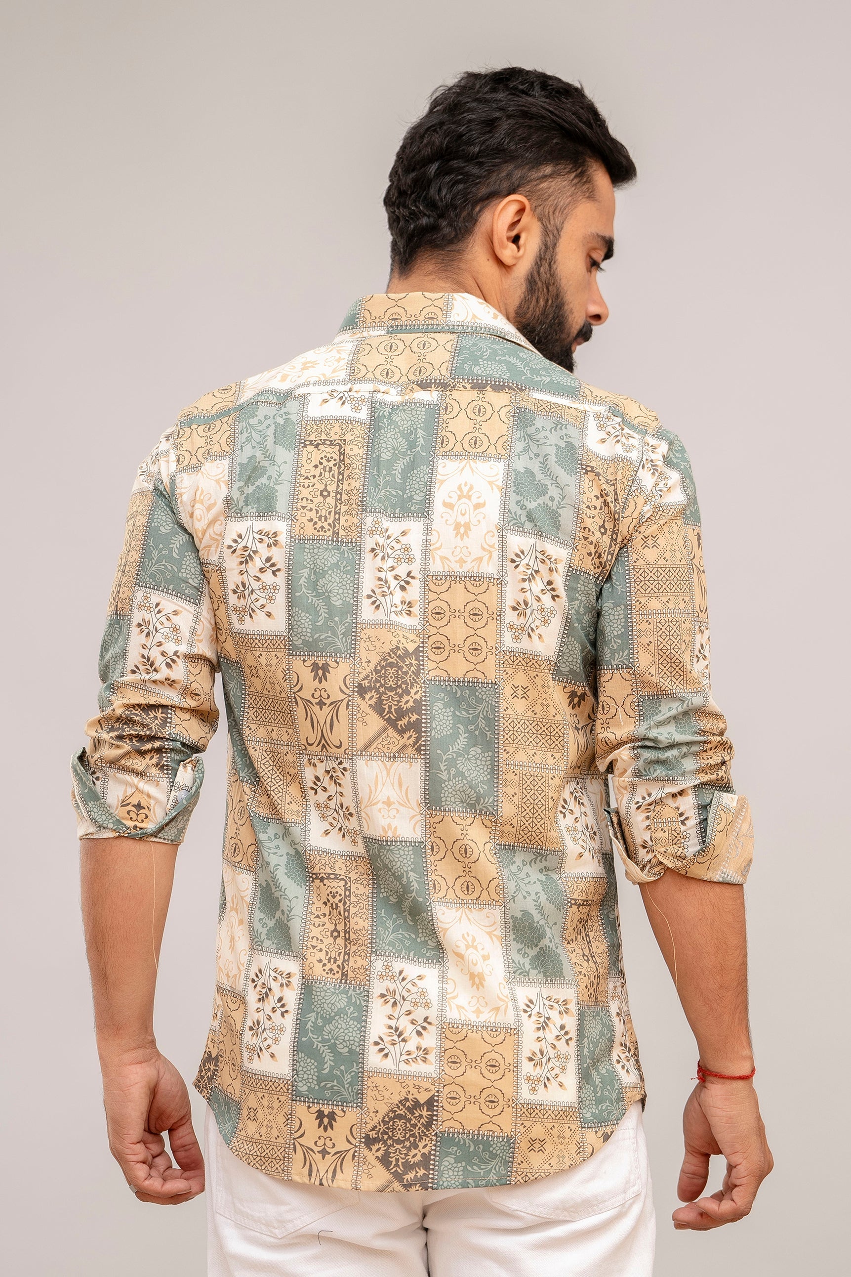 Multicolor Patchwork Print Cotton Shirt - Hukum Jaipur