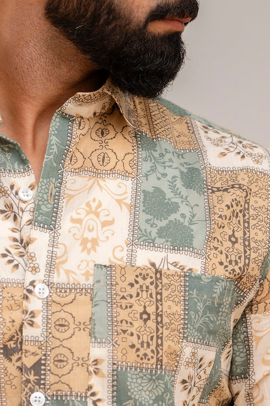 Multicolor Patchwork Print Cotton Shirt — image 6