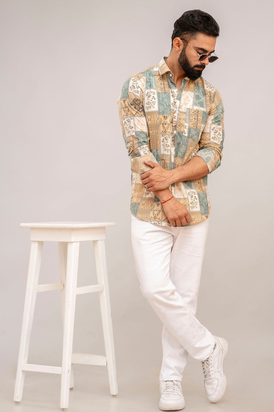 Multicolor Patchwork Print Cotton Shirt — image 7