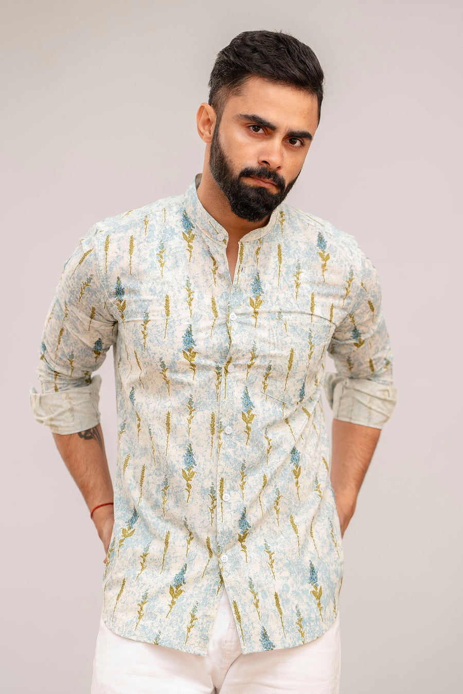 Sky Blue Floral Cotton Shirt — image 3