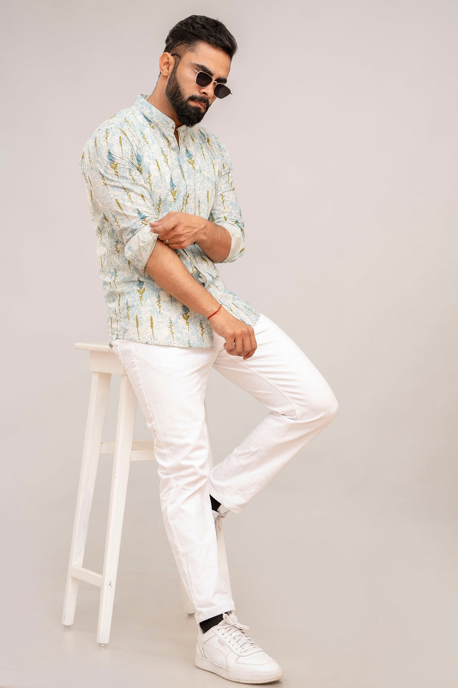 Sky Blue Floral Cotton Shirt — image 7