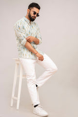 Sky Blue Floral Cotton Shirt - Me&My