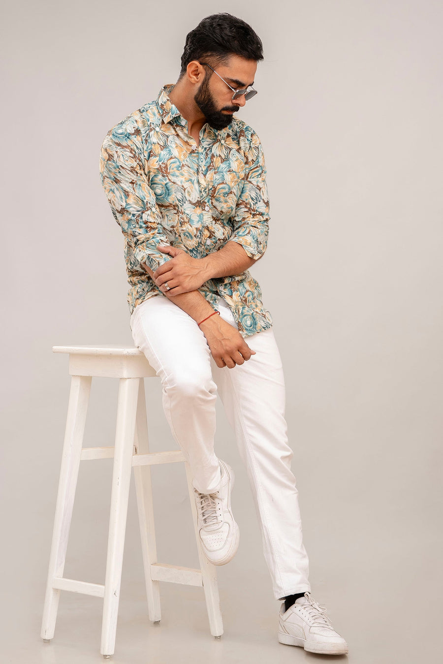 Vibrant Multicolor Botanical Print Cotton Shirt — image 2