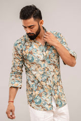 Vibrant Multicolor Botanical Print Cotton Shirt - Me&My