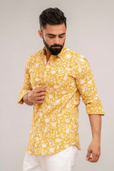 Stunning Olive Green Floral Cotton Shirt