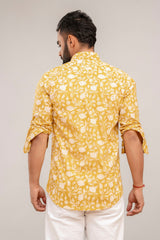 Stunning Olive Green Floral Cotton Shirt - Me&My