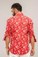 Ravishing Red Floral Cotton Shirt - Me&My